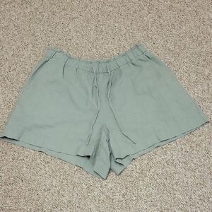 Gap Womens Army Green Pull On Linen Blend Shorts Sz Medium Machine Wash